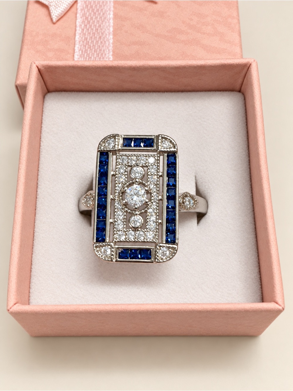 Art Deco cocktail ring Sz 8
